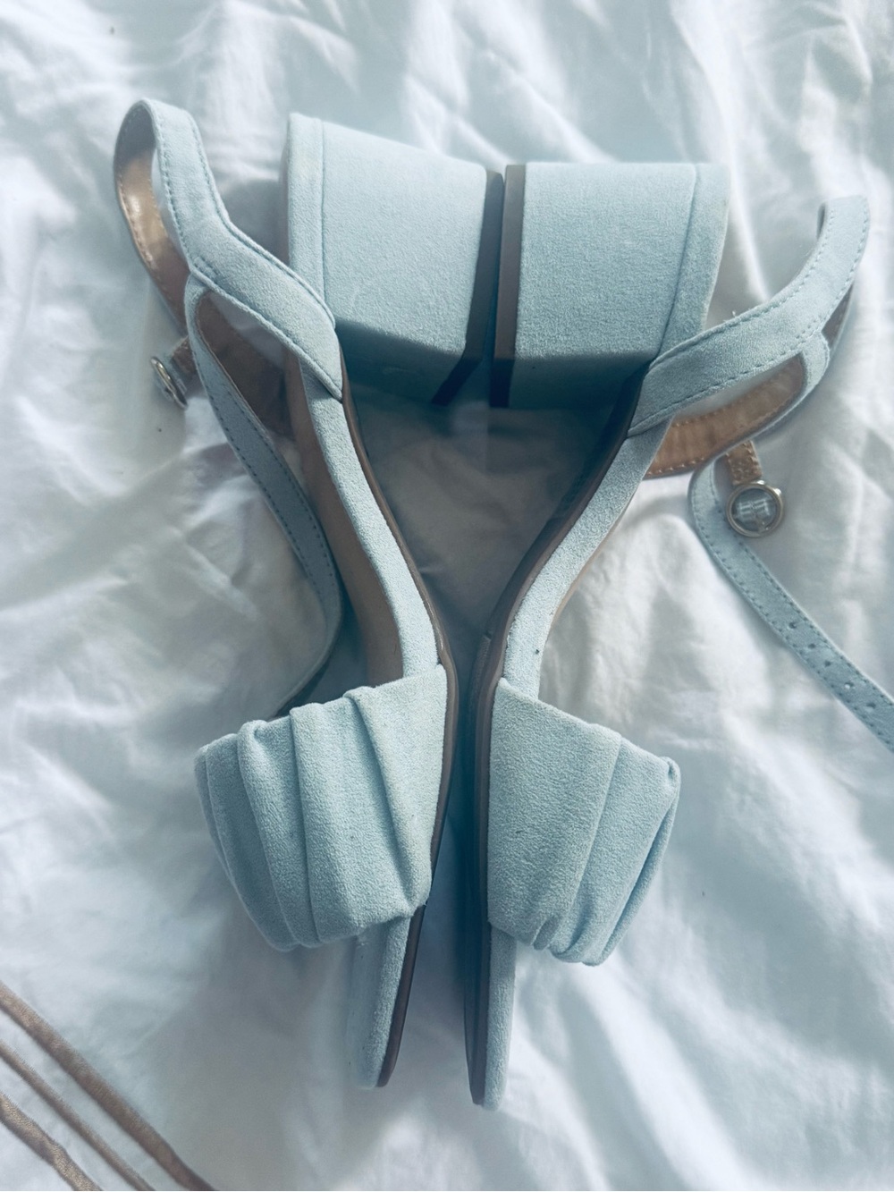 Kohl's Light Blue Ruched Strap Block Heel Sandals